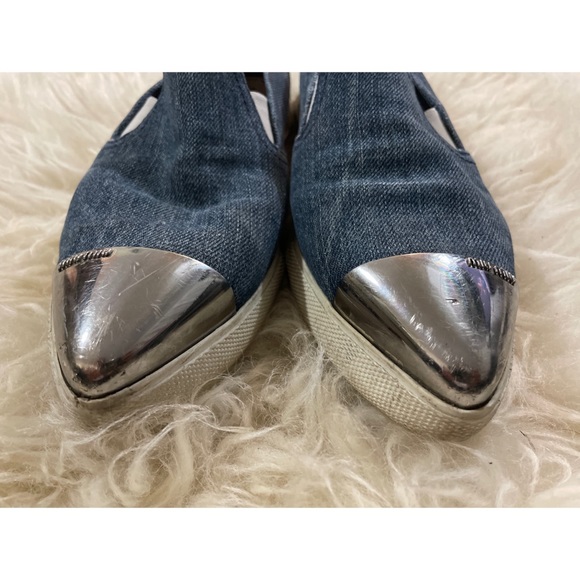 Miu Miu Denim Metal Toe Cap Sneakers - Picture 2 of 11